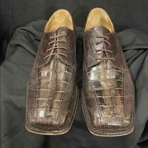 Men's Brown Crocodile Pattern Dress Shoes